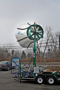 Though the Windtamer looks more like an outdoor PA speaker than a windmill, it's  inventor is claiming it has much higher efficiencies  than the traditional propeller type wind turbines.